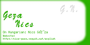 geza nics business card
